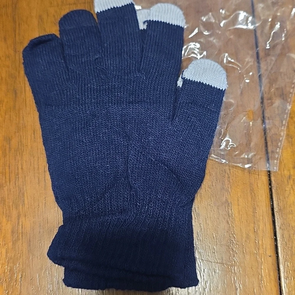 Navy Blue and Gray Touchscreen Gloves